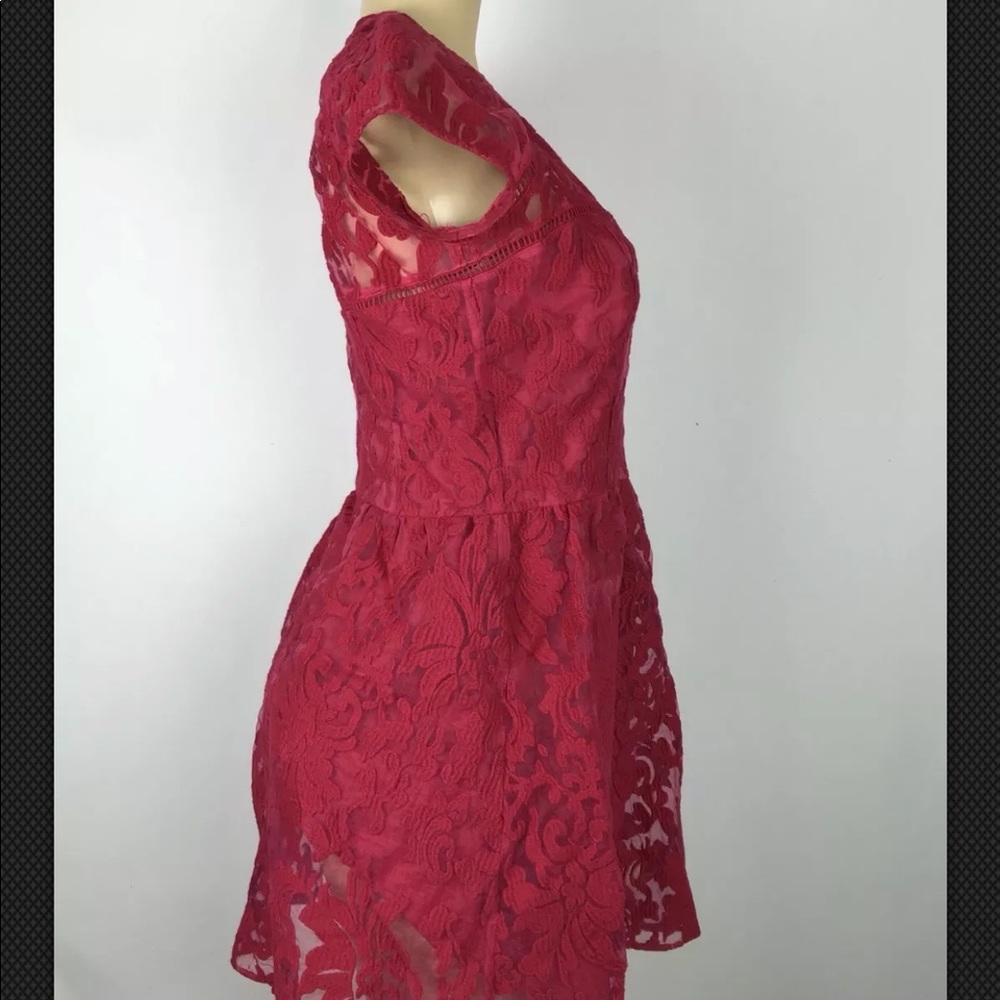 Dolce Vita Dress Red Sheer Lace Sweet Heart Sz 1 - Picture 2 of 7
